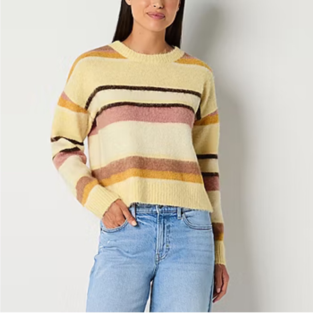NWT a.n.a. Women's Crew Neck Long Sleeve Striped Pullover Sweater size xs
